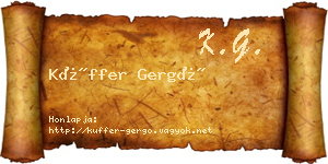 Küffer Gergő névjegykártya